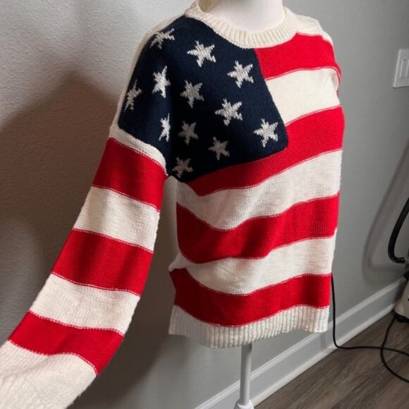 Nautical Stars & Stripes Slouchy Pullover Sweater NEW Sz Small - Picture 4 of 9